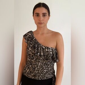 INC International Concepts One Shoulder Animal Print Top Size M